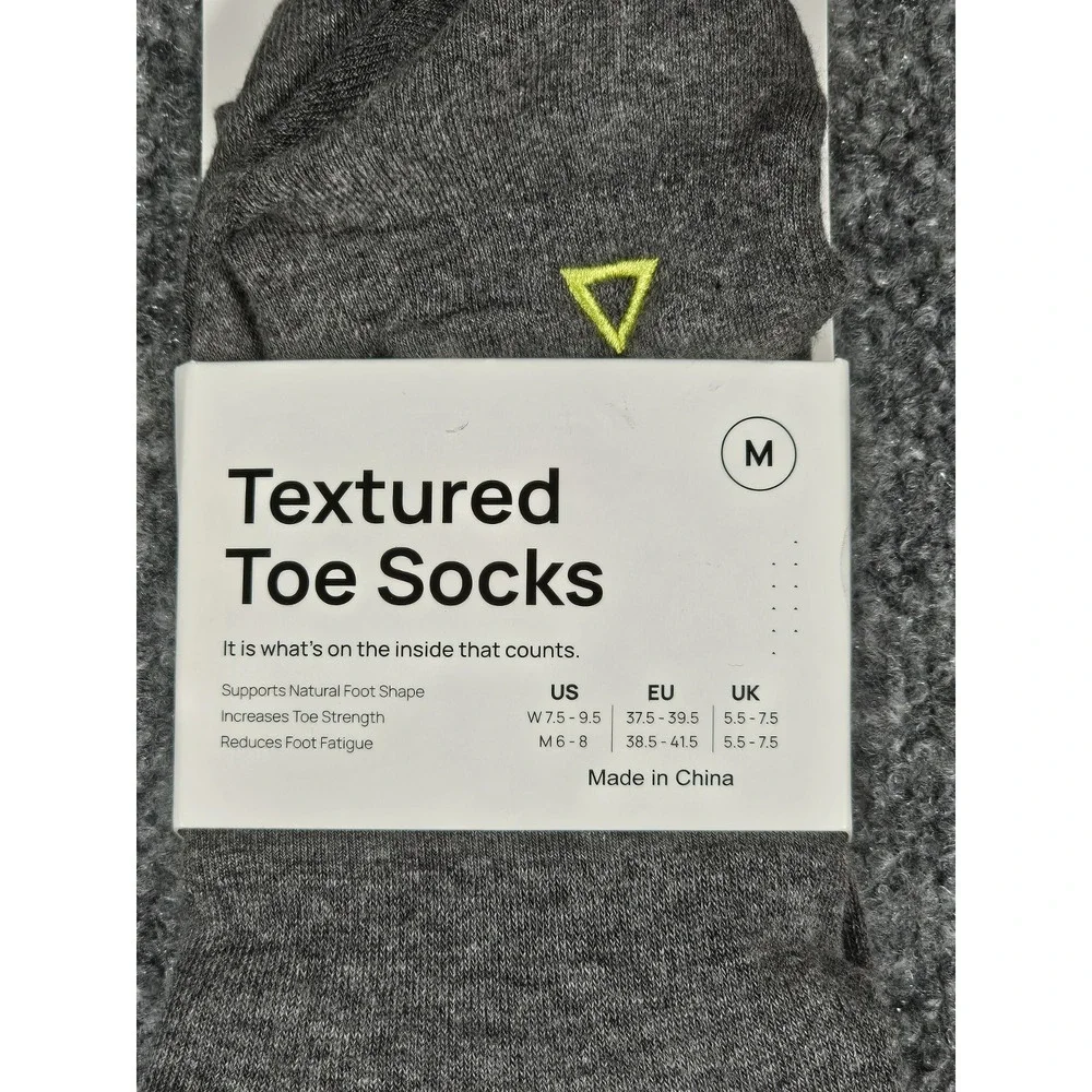 Naboso Textured‎ Toe Sock With Sensory Texture Size Medium W 7.5-9.5 M 6-8 Gray